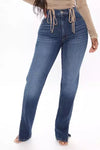 Shonny | Straight Leg Ankle Slit Jeans